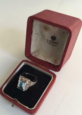 Russian Imperial 84 Silver Ring With Aquamarine Stone Faberge Design