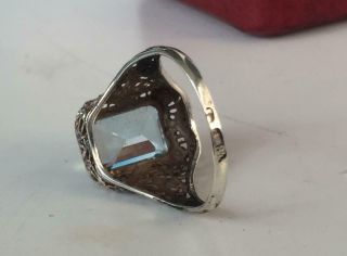 RUSSIAN imperial 84 Silver Ring with Aquamarine stone Faberge design 4