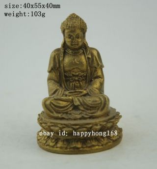 China Old Brass Lotus Swastika Amitabha Sakyamuni Tathagata Buddha Statue B02