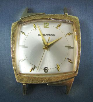 Vintage Accutron 214 Rare 521 Asymmetrical Solid 14k Gold Mens Watch 1960