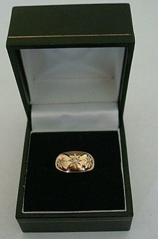 Vintage 18 Ct Yellow Gold Old European Diamond 3 Stone Gypsy Ring Chester 1916