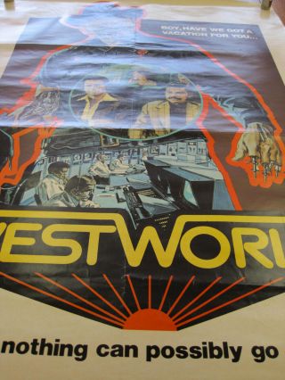 1973 WESTWORLD VINTAGE MOVIE POSTER COWBOY WESTERN WEST WORLD 24X71 2