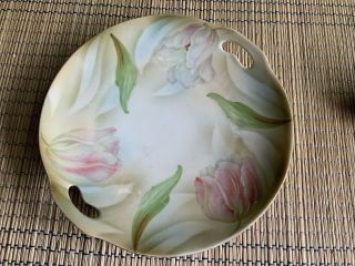 Vintage Antique Prov Saxe Es Germany Hand Painted Tulip Plate