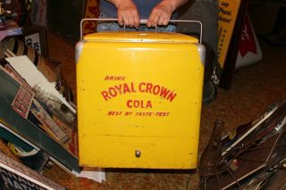 Vintage 1950s Rc Royal Crown Cola Soda Pop Picnic Cooler Embossed Metal Sign