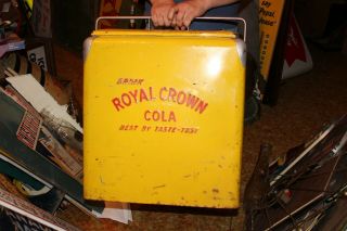 Vintage 1950s RC Royal Crown Cola Soda Pop Picnic Cooler Embossed Metal Sign 3