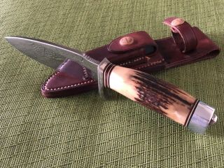 Vintage 1960 ' s Randall Knife Model 11 Alaskan Skinner Brown Button Sheath 3
