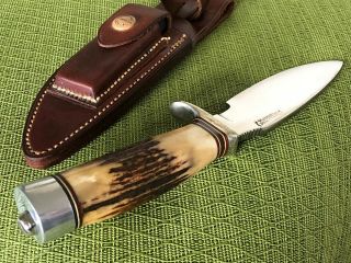 Vintage 1960 ' s Randall Knife Model 11 Alaskan Skinner Brown Button Sheath 5