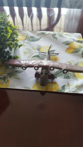 Vintage Antique Old Pressed Tin Airplane 4 Engine Toy Wyandotte ?