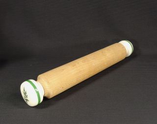 Rare Vtg Spode Christmas Tree Rolling Pin - Green Trim