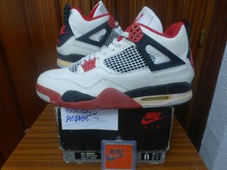 1989 Ds Nike Air Jordan 4 Us 9 White Red Black Vintage.  2 3 4 5 6
