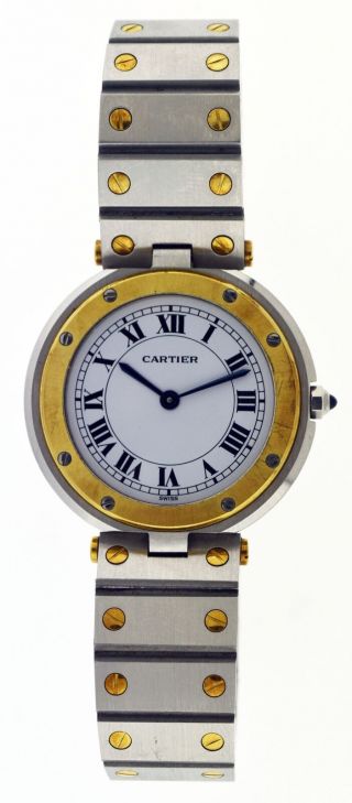 Vintage Cartier Santos 32.  5mm 18k Gold Stainless Steel Quartz Watch Not