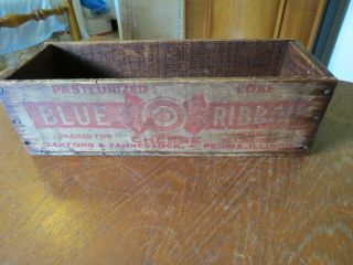 Vintage Blue Ribbon 5 Pound Pimento Cheese Wooden Box (rare)