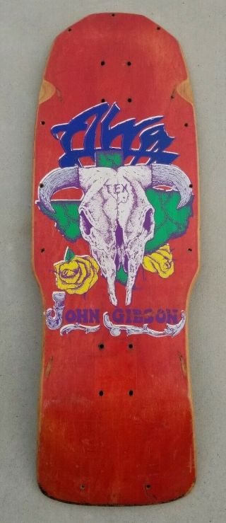 Alva John Tex Gibson Cowskull Skateboard Vintage Rare Zorlac Powell Santa Cruz