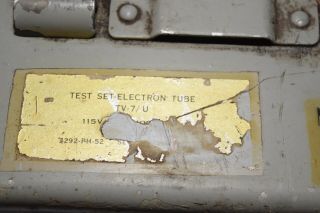 Vintage 1962 US Army Test Set Electron TV - 7/U Tube Tester 8