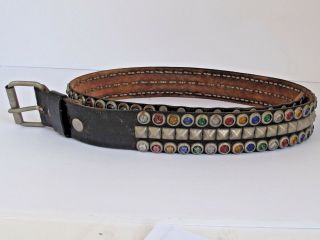 Vintage Mans Motorcycle Belt With Colorful Studs C.  1950 