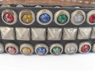 Vintage Mans Motorcycle Belt with Colorful Studs c.  1950 ' s - 1960 ' s Large 2