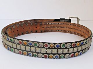 Vintage Mans Motorcycle Belt with Colorful Studs c.  1950 ' s - 1960 ' s Large 3
