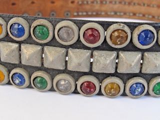 Vintage Mans Motorcycle Belt with Colorful Studs c.  1950 ' s - 1960 ' s Large 4