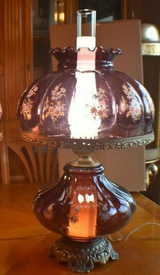 Antique Vintage Hurricane Gone With The Wind Fenton Large Lamp