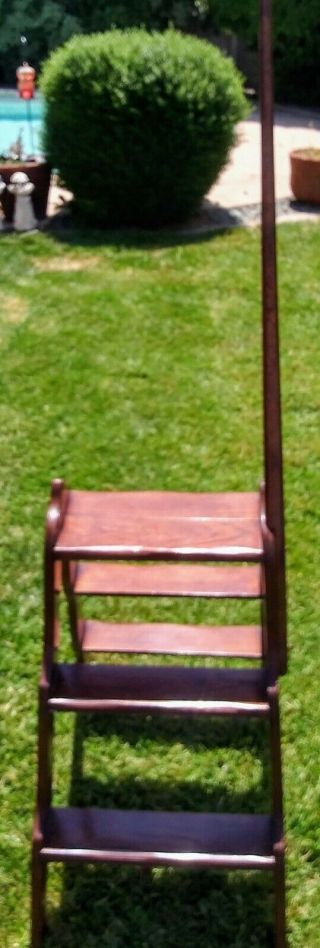 Vintage Folding Library Ladder,  Steps,  Stairs,  Double Sided,  Wood,  Locking,  68 "