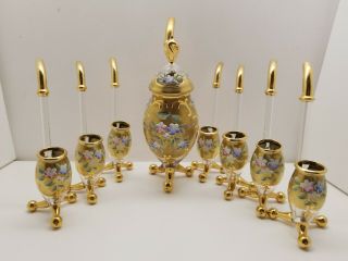 Vintage Rare Moser Bohemian Czech Gold Handblown Glass Port Brandy Sipper Pipes