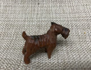 Vintage Mid - Century Miniature Carved Wood Terrier Dog Figurine 1 " H X 1 1/2 " L