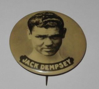 Rare 1927 Boxing Pin Jack Dempsey Tunney Fight Ii World Champion Button Pinback