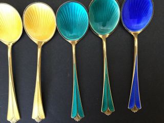 Vintage Sterling.  925S Demitasse Spoons (6) David Andersen Radhus Med Vifte 6