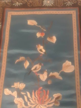 Vintage Asian Chinese/Japanese Embroidered SILK Cloth Birds Dogwood 13 