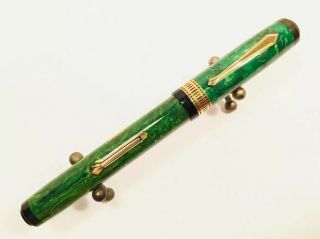 Vintage Restored Waterman Patrician Jade Green Fountain Pen 14k Flex Nib