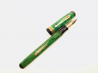 Vintage Restored Waterman Patrician Jade Green Fountain Pen 14k Flex Nib 2