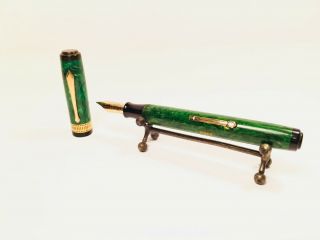 Vintage Restored Waterman Patrician Jade Green Fountain Pen 14k Flex Nib 5