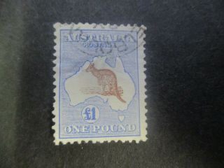 Kangaroo Stamps: £1 Blue Brown 1st Watermark Fine - Rare (f169)