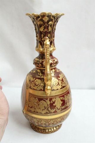 Vintage Royal Vienna Gold Encrusted 2 Handled Floral Figural Porcelain Vase Sign 2