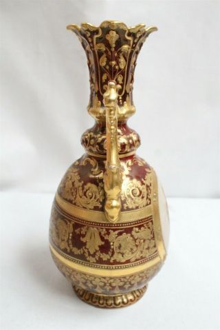 Vintage Royal Vienna Gold Encrusted 2 Handled Floral Figural Porcelain Vase Sign 4