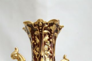 Vintage Royal Vienna Gold Encrusted 2 Handled Floral Figural Porcelain Vase Sign 6