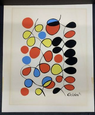 Vtg Alexander Calder Serigraph Signed Calder 71 16x13 " Inch