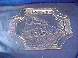 1880s Eapg Railroad Pattern Clear Glass Bread Tray By Bakewell Pears