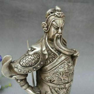 China Folk Copper Silver Station Dragon Guangong Guan Gong Yu Warrior God Statue 4