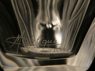Vintage Signed Marie Claude LALIQUE Frosted Crystal Glass EROICA 13.  5 