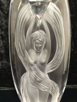 Vintage Signed Marie Claude LALIQUE Frosted Crystal Glass EROICA 13.  5 