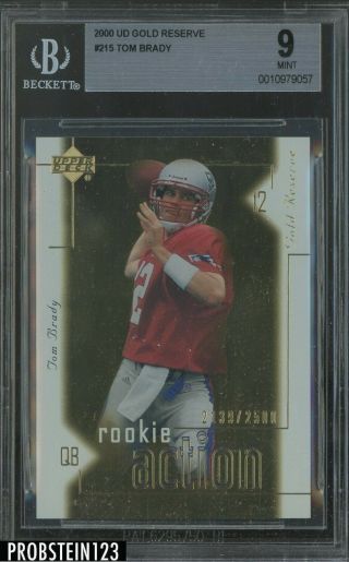 2000 Ud Gold Reserve 215 Tom Brady Patriots Rc Rookie /2500 Bgs 9 Rare