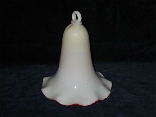 Milk Glass Smoke Bell Red Glass Ribbon On Base Rim