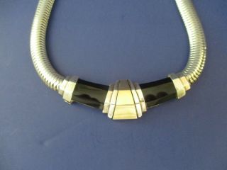 Vintage Art Deco 18K,  Sterling with Onyx CARTIER Necklace 2