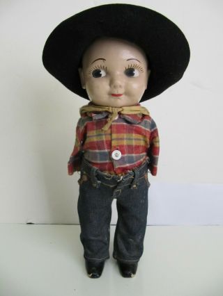 Vtg Composition Buddy Lee 13 " Advertising Cowboy Doll (no Arms) Clothes