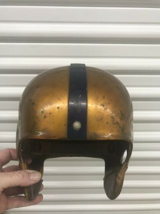 Vintage 1946 - 53 Riddell Rt Gold Clear Shell Football Helmet W Navy Blue Stripe