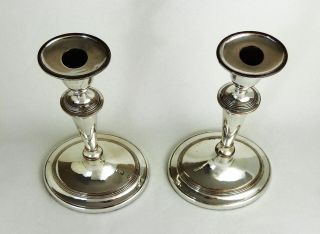 Large PAIR George III OLD SHEFFIELD PLATE Oval CANDLESTICKS c1795 2