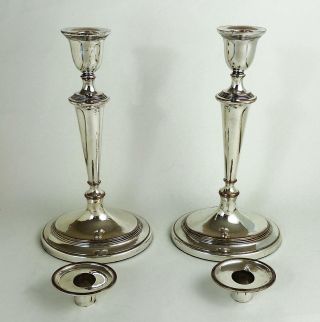 Large PAIR George III OLD SHEFFIELD PLATE Oval CANDLESTICKS c1795 3