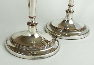 Large PAIR George III OLD SHEFFIELD PLATE Oval CANDLESTICKS c1795 8