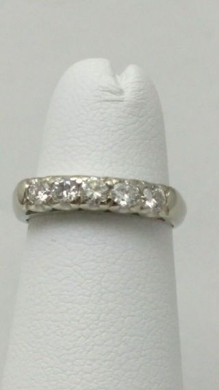14k White Gold And Diamond Vintage Band Ring Womens
